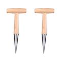 2 PCS Hand Dibber Garden Tools with Wooden Handle Dibbler Bulb Planter Wooden Sow Dibbers