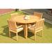 Grade-A Teak Dining Set: 4 Seater 5 Pc: 52 Round Table And 4 Leveb Stacking Arm Chairs Outdoor Patio WholesaleTeak #WMDSWVm