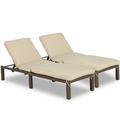 Haverchair Outdoor Chaise Lounge Patio Adjustable Wicker Chaise Lounge with Cushion 2 Pieces