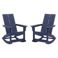 Flash Furniture Finn Poly Resin Rocking Adirondack Chair - Navy (Set of 2)