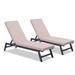 2pcs/Set Patio Lounge Chairs Outdoor Chaise Lounge Chair with Cushion and Five-Position Adjustable Backrest Aluminum Frame Recliner Chair for Patio Beach Yard Pool Khaki Cushion