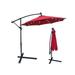 10 FT Outdoor Patio Umbrella Solar Powered LED Lighted Sun Shade Market Waterproof 8 Ribs Umbrella with Crank and Cross Base Outside Patio Umbrella for Garden Deck Backyard Swimming Pool Red