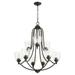 Dawson Wynd 9 Light 2-Tier Chandelier in Bailey Street Home Home Collection Style 26.5 inches Wide By 32 inches High-Oiled Bronze Finish-Clear Glass