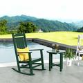 WestinTrends 2-Pieces Set Outdoor Rocking Chair w/ Round Side Table Included Dark Green