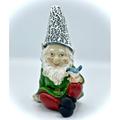 Christmas Gnome Garden Statue with Solar Lighted Hat and Blue-bird â€¢ Indoor/Outdoor All-Season â€¢ Decoration for Patio Yard Lawn Porch Ornament or Gift