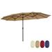 15x9ft Large Patio Umbrella Double-Sided Rectangular Outdoor Market Umbrella with Crank Modern Contemporary Octagonal Polyester UV Resistant for Yard Garden Park and Beach Taupe