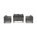 4-Piece Outdoor Patio Sofa Conversation Set with Back Cushion Gray/Gray