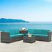 Gymax 8PCS Patio Rattan Sofa Sectional Conversation Furniture Set w/ Turquoise Cushion