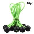 10pcs Ball Bungee Cords with Elastic String for Canopy Tarp Straps Tent Poles and Wires Green
