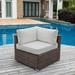 COSIEST Outdoor Furniture Right Corner Chair Handwoven Wicker Single Sofa Set