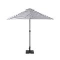 WestinTrends Lanai 9 Ft Outdoor Patio Half Umbrella with Base Include Small Deck Porch Grill Balcony Shade Umbrella with Crank 50 Lbs Square Concrete Base Gray/White