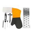 PitMaster King Stainless Steel Smoker Box 4pc Grilling Set with Marinade Injector Thermometer and Heat Resistant Glove
