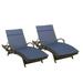 Noble House Salem Outdoor Adjustable Wicker Chaise Lounge in Navy (Set of 2)