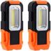 Portable LED Work Light Hanging Hook & Magnetic Flashlight Battery Powered Pocket Work Light 2-Pack