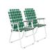 VINGLI Patio Lawn Chairs Folding Set of 2 Webbed Folding Chair Outdoor Beach Chair Portable Camping Chair for Yard GardenDark Green)