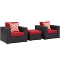 Modern Contemporary Urban Design Outdoor Patio Balcony Three PCS Sofa Set Red Rattan