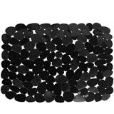 Sink Mat Adjustable PVC Black Pebble Sink Protector for Stainless Steel or Porcelain Sink Dish Drying Mat for Bathroom Kitchen Sink Countertop