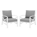 Home Square 2 Piece Patio Fabric Arm Chair Set in Gray and White