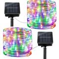 Ledander 2 Pack Solar String Lights Outdoor 39FT 100 LED Solar Rope Lights Outdoor Waterproof Fairy Lights 8 Modes PVC Tube String Light for Garden Fence Party Wedding Decor (Multicolor)