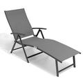 Pellebant Outdoor Chaise Lounge Aluminum Patio Folding Chair Gray