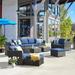 OVIOS 12-piece Patio Wicker Furniture Conversation Sectional Set Navy Blue