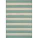 Couristan Afuera Yacht Club 6 6 x 9 6 Sea Mist Green and Ivory Stripe Outdoor Rectangle Rug