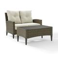 Crosley Rockport 2 Piece Outdoor Wicker Conversation Set in Oatmeal