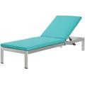 Lounge Chair Chaise Aluminum Metal Steel Silver Blue Modern Contemporary Urban Design Outdoor Patio Balcony Cafe Bistro Garden Furniture Hotel Hospitality