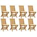 Anself Set of 8 Wooden Garden Chairs with Cream Cushion Teak Wood Foldable Outdoor Dining Chair for Patio Balcony Backyard Outdoor Indoor Furniture 18.5in x 23.6in x 35in