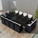 MABOTO 13 Piece Outdoor Dining Set with Cushions Poly Rattan Black