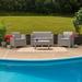 Emma + Oliver 4PC Outdoor Faux Rattan Chair Loveseat & Table Set-Light Gray