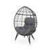 GDF Studio Tovah Indoor/Outdoor Wicker Teardrop Egg Chair with Cushion Gray and Dark Gray