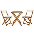 Dcenta 3 Piece Folding Bistro Set Wooden Folding Table and 2 Foldable Chairs with Cushions Dining Set Acacia Wood Outdoor Furniture Space Saving for Garden Backyard Terrace Balcony