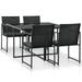 vidaXL 5 Piece Outdoor Dining Set with Cushions Poly Rattan Black 44443