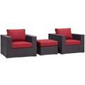 Modern Contemporary Urban Design Outdoor Patio Balcony Four PCS Sectional Sofa Set Red Rattan