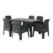 Lucca 7 Piece Patio Dining Set Black with Grey Cushions