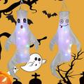 2pcs Halloween Glowing Pendants Witch Ghost Wind Down Lights Halloween Party Decorative LED Lights Pendant