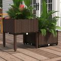 2PCS Planter Box Raised garden bed w/ Self-Watering Design Planters and Drainage Holes Garden planters Brown