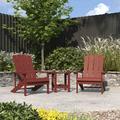 Merrick Lane Set Of 2 All-Weather Adirondack Patio Chairs with Matching Side Table in Red