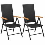 Suzicca Stackable Patio Chairs 2 pcs Poly Rattan Black
