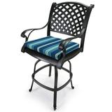 Jordan Manufacturing 19 x 17 Blue Stripe Outdoor Seat Cushion with Ties (Set of 2) - 17 L x 19 W x 2 H