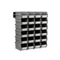 Triton Products 26 Pc Wall Storage Unit with 7-3/8 In. L x 4-1/8 In. W x 3 In. H Gray Interlocking Poly Bins 24 CT Wall Mount Rails 8-3/4 In. L with Hardware 2 Pk