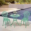 COBANA 3 Piece Patio Bistro Table Set Outdoor Cast Aluminum Dining Retro Table and Chairs Mint