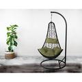 Context Egg Swing Chair All Weather Wicker Ratan with Stand and cushion - Green