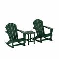 WestinTrends Malibu 3 Piece Outdoor Rocking Chair Set All Weather Poly Lumber Porch Patio Adirondack Rocking Chair Set of 2 with Side Table Dark Green