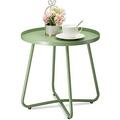 danpinera Outdoor Side Tables Weather Resistant Steel Patio Side Table Small Round Outdoor End Table Metal Side Table for Patio Yard Balcony Garden Bedside Green