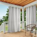 Exclusive Home Curtains Indoor/Outdoor Solid Cabana Grommet Top Curtain Panel Pair 54x144 Cloud Grey