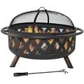 Cecelia Fire Pit - Sphere Outdoor Wood Burning and Grill for Camping and Picnic - Portable Steel Frame with Legs Mesh Cover Poker - Bonfire and Cooking in The Patio Deck Garden Backyard