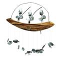 1111Fourone Wind Chime Wooden Boat Fishing Spoon Head Hanging Bell Outdoor Home Pendant Ornament Three People