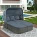 Cfowner Outdoor Patio Furniture Set Conversation Set with Daybed Sunbed Retractable Canopy Wicker Furniture Sofa Set for Outdoor